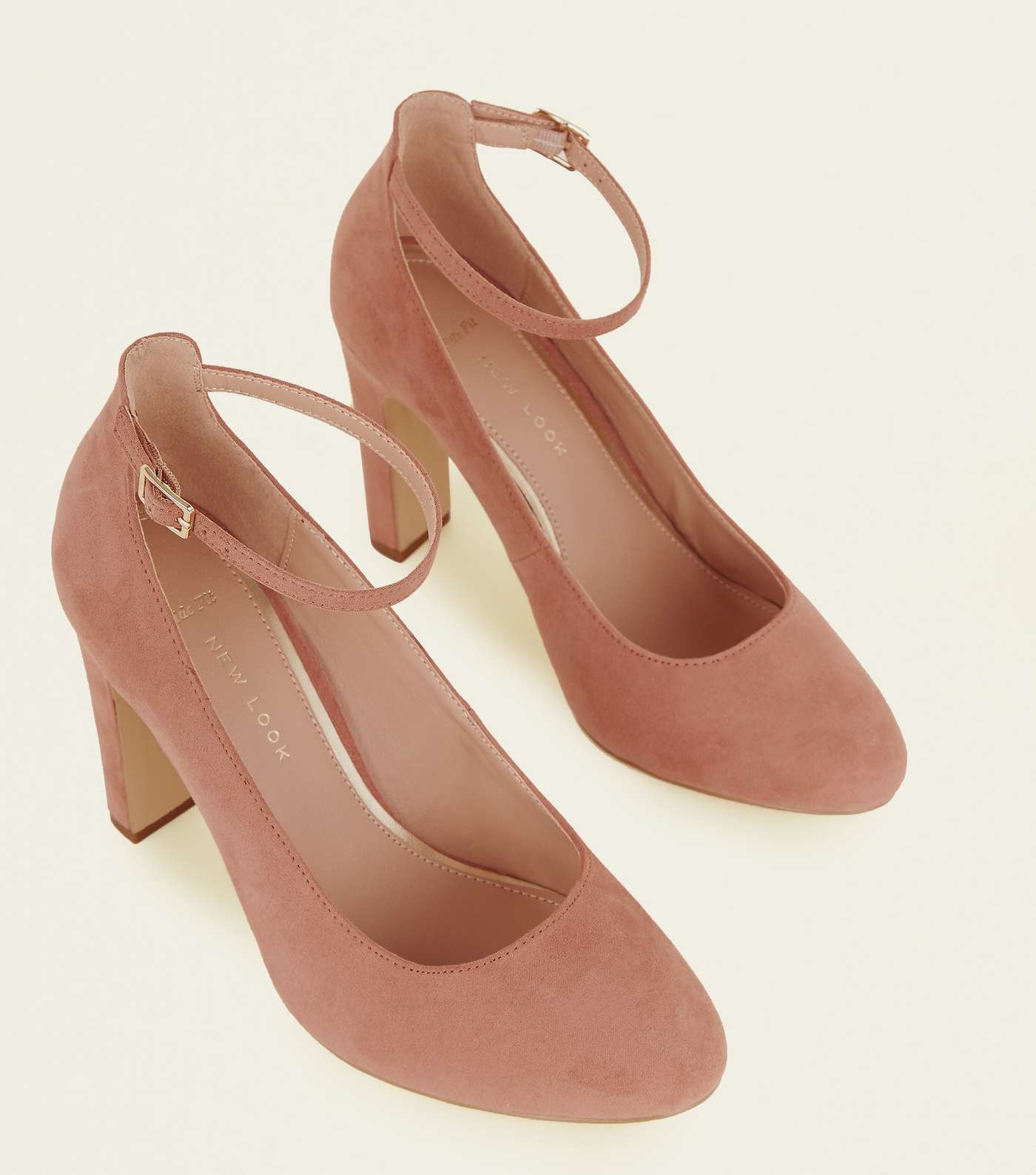Wide Fit Pink Suedette Ankle Strap Courts Image 4