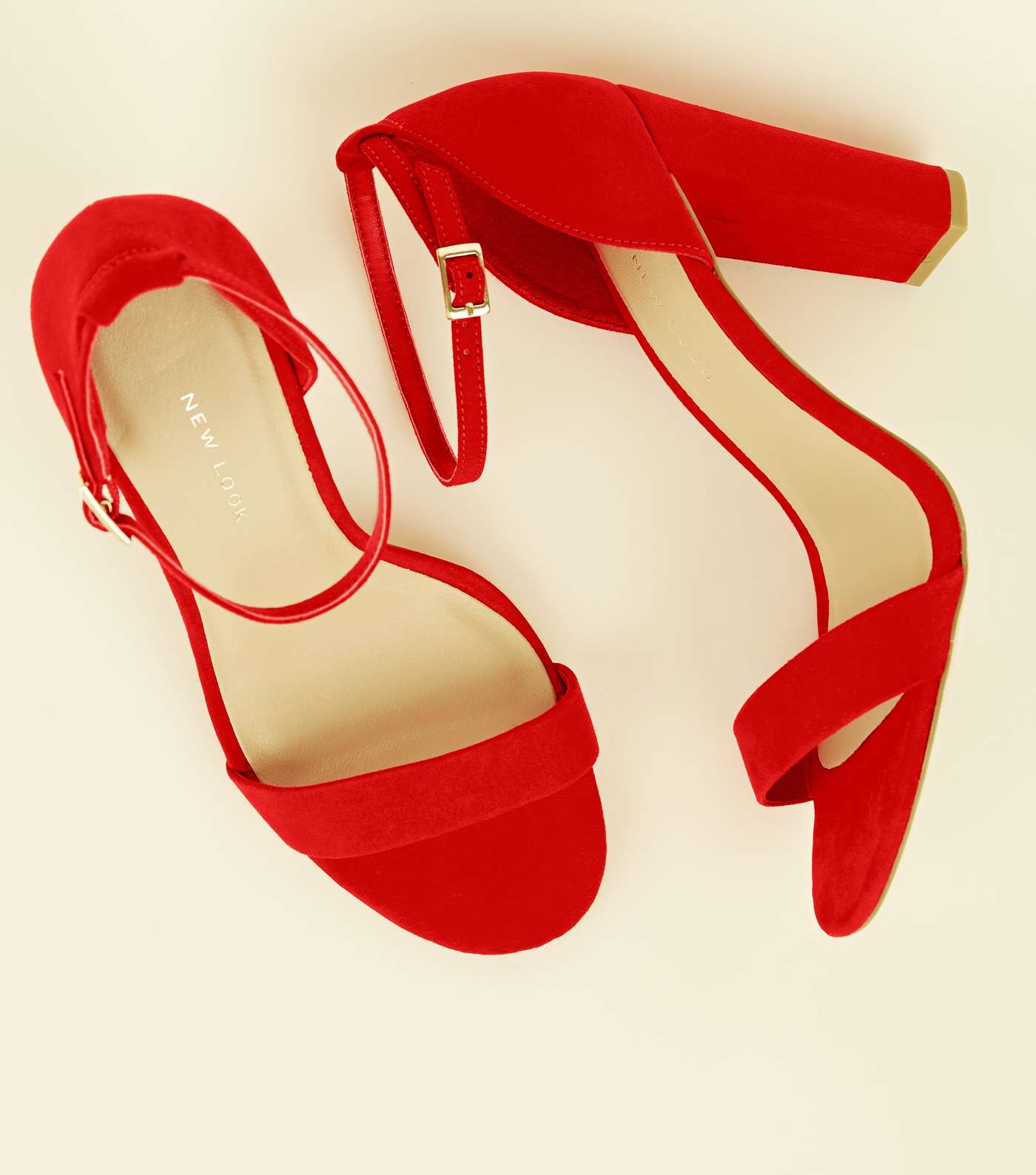 Wide Fit Red Suedette Block Heels  Image 4