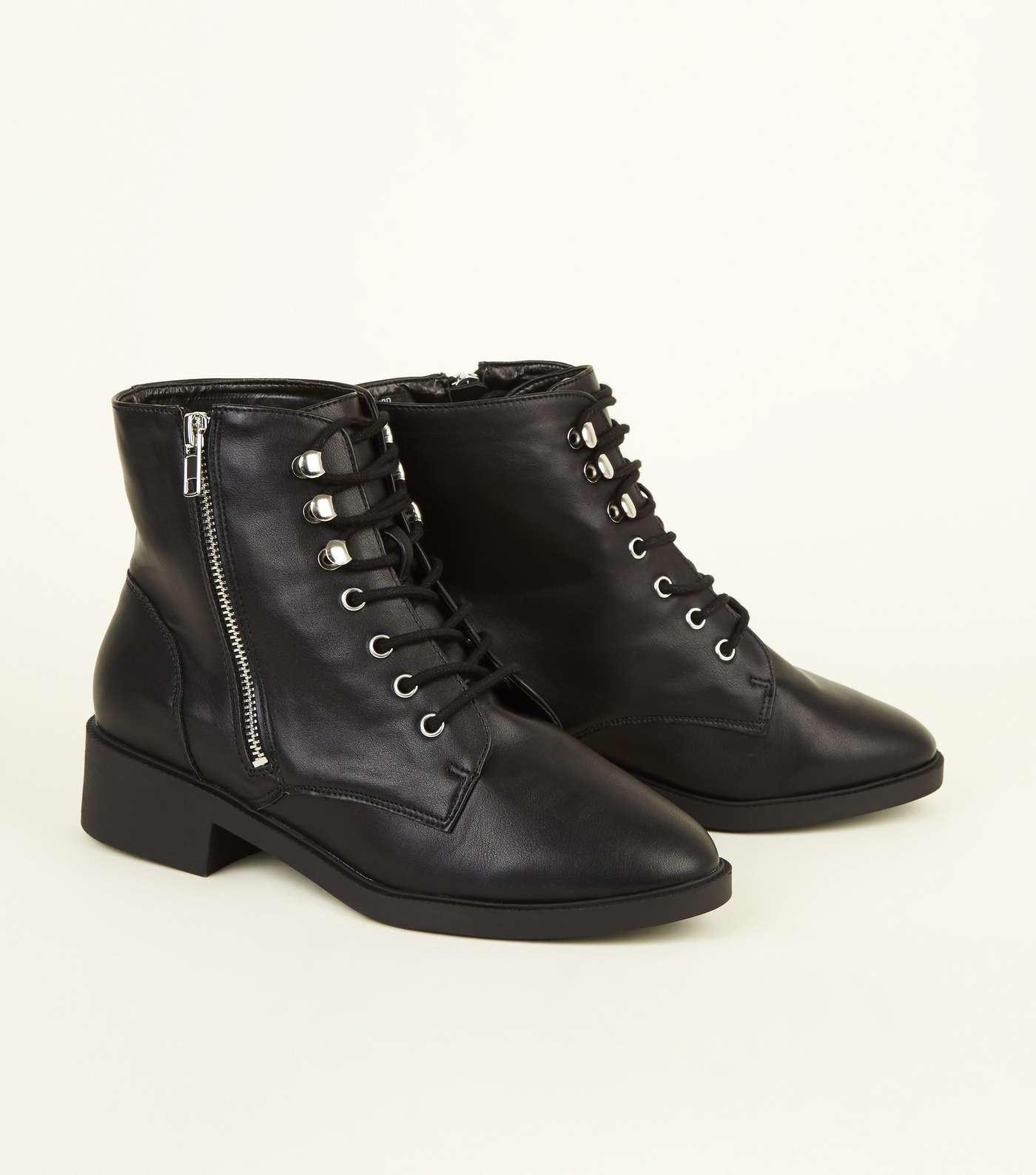 Wide Fit Black Lace-Up Boots Image 4