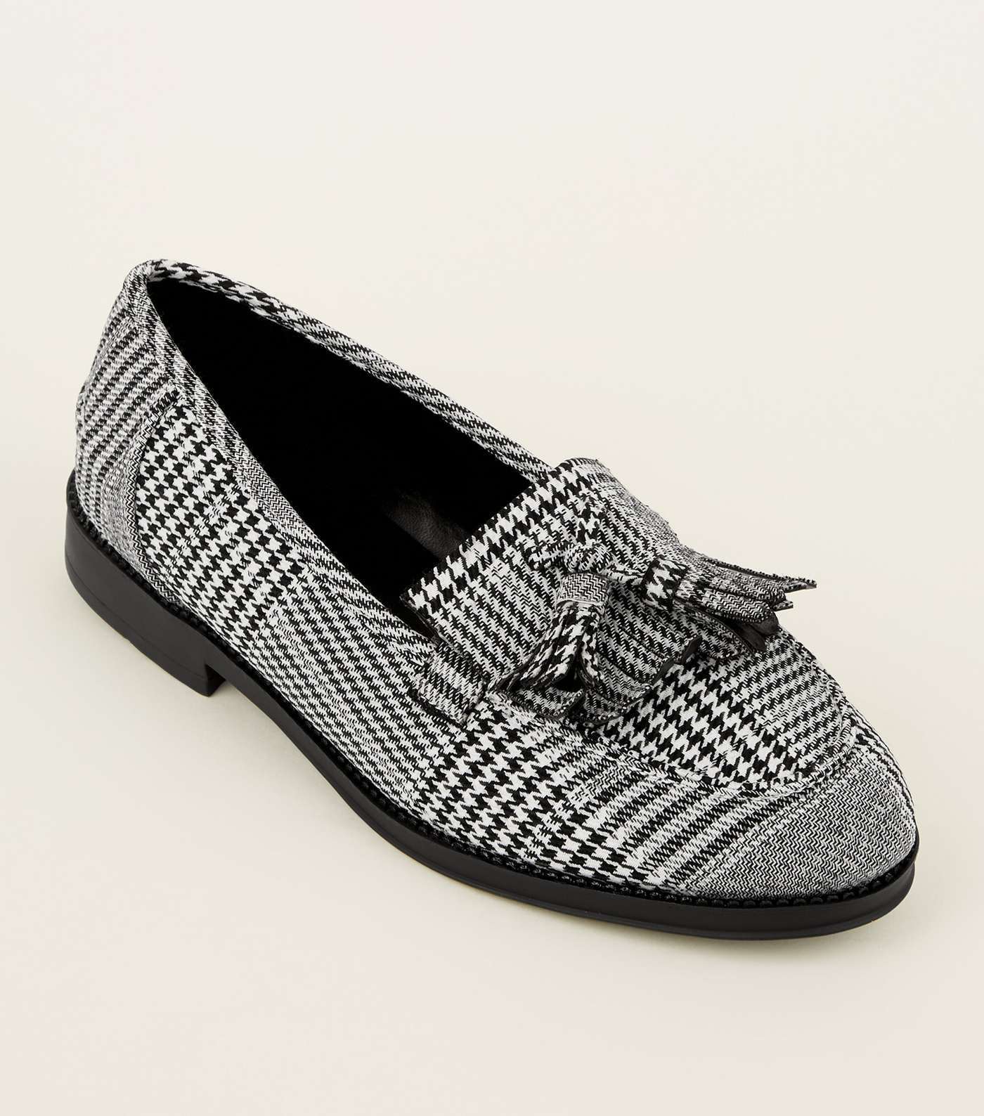 Black Check Printed Loafers