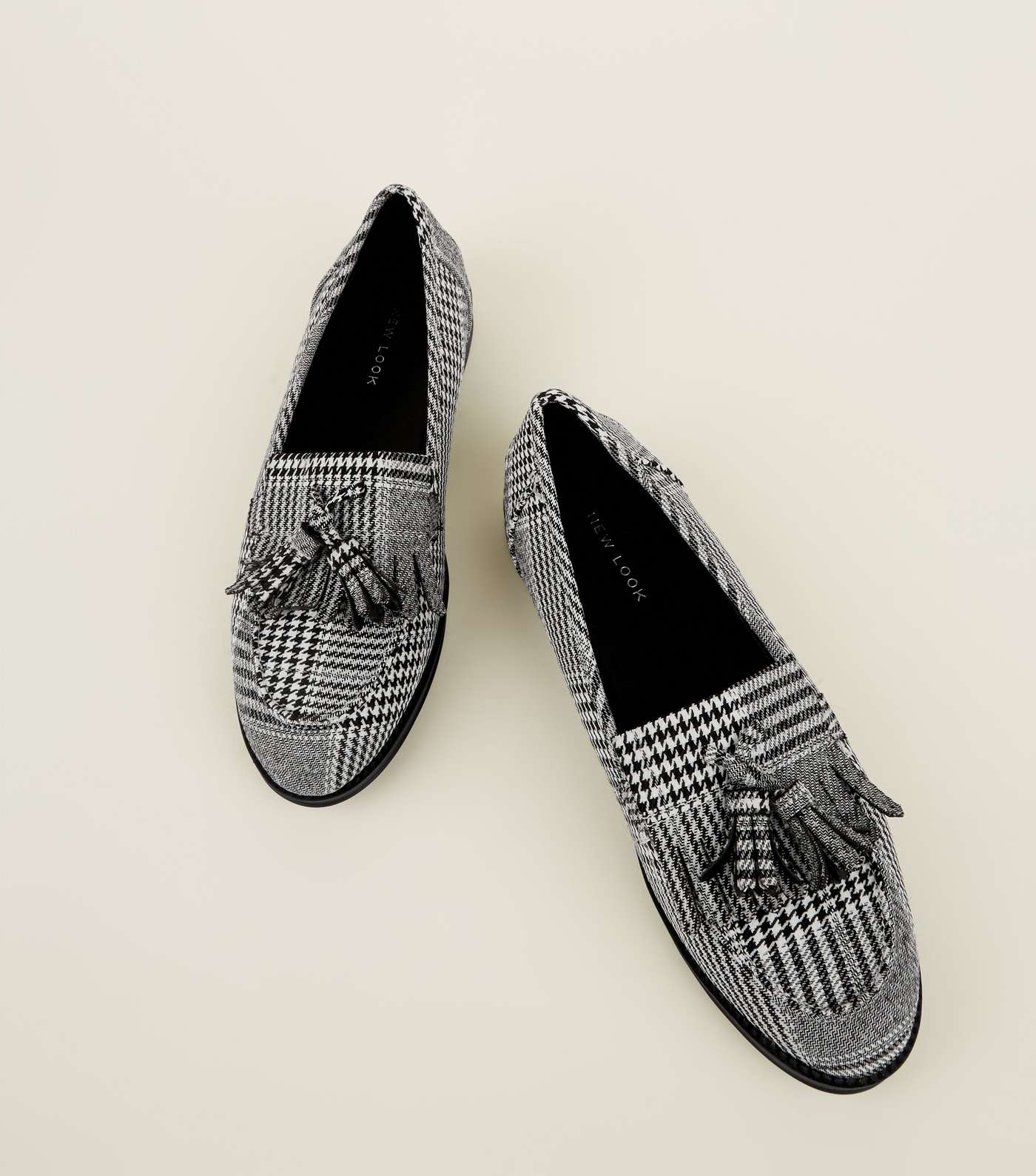 Black Check Printed Loafers Image 3