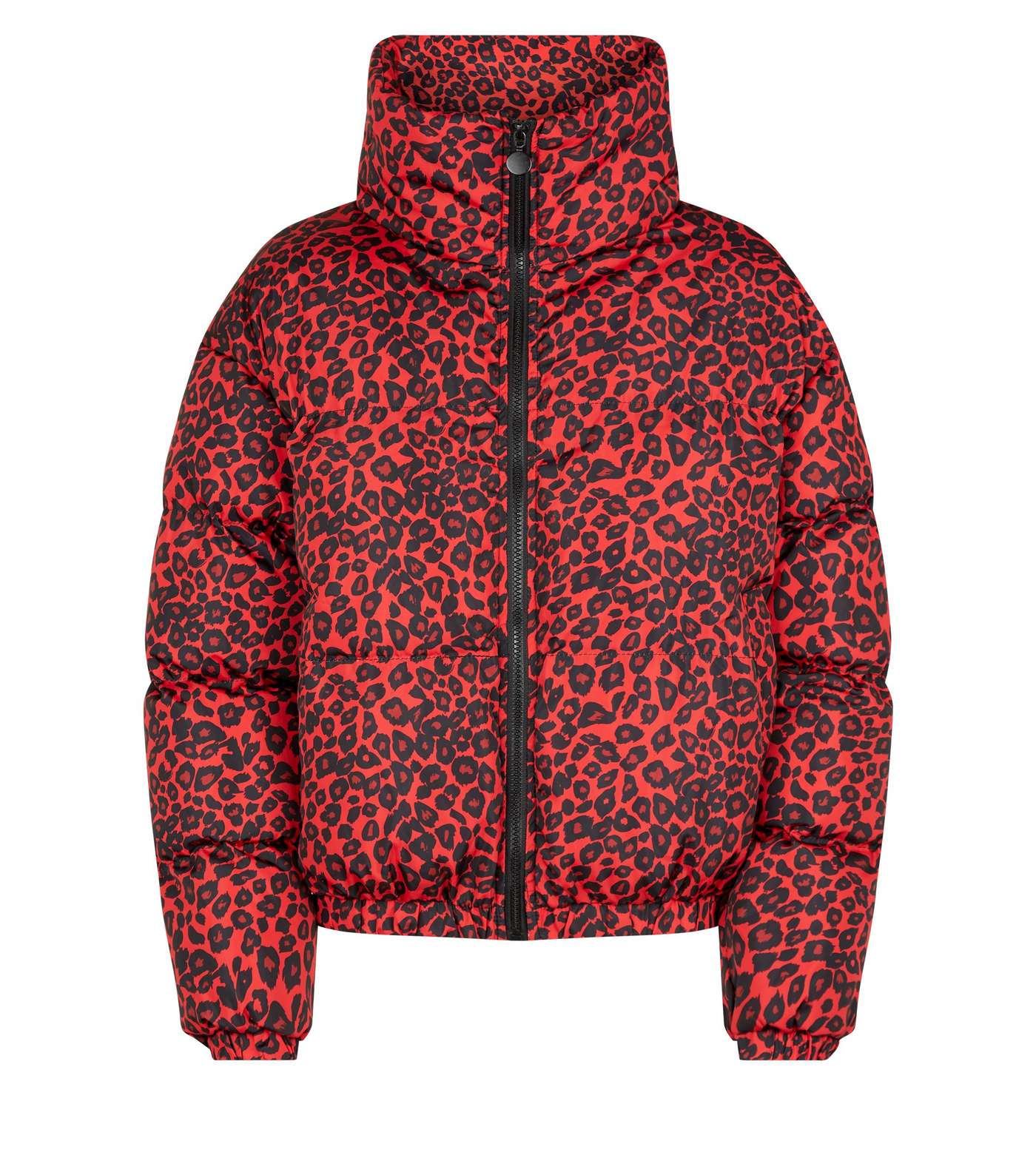 Pink Vanilla Red Leopard Print Puffer Jacket Image 4