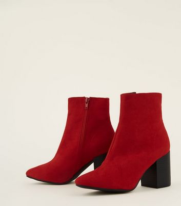 red shoe boots new look