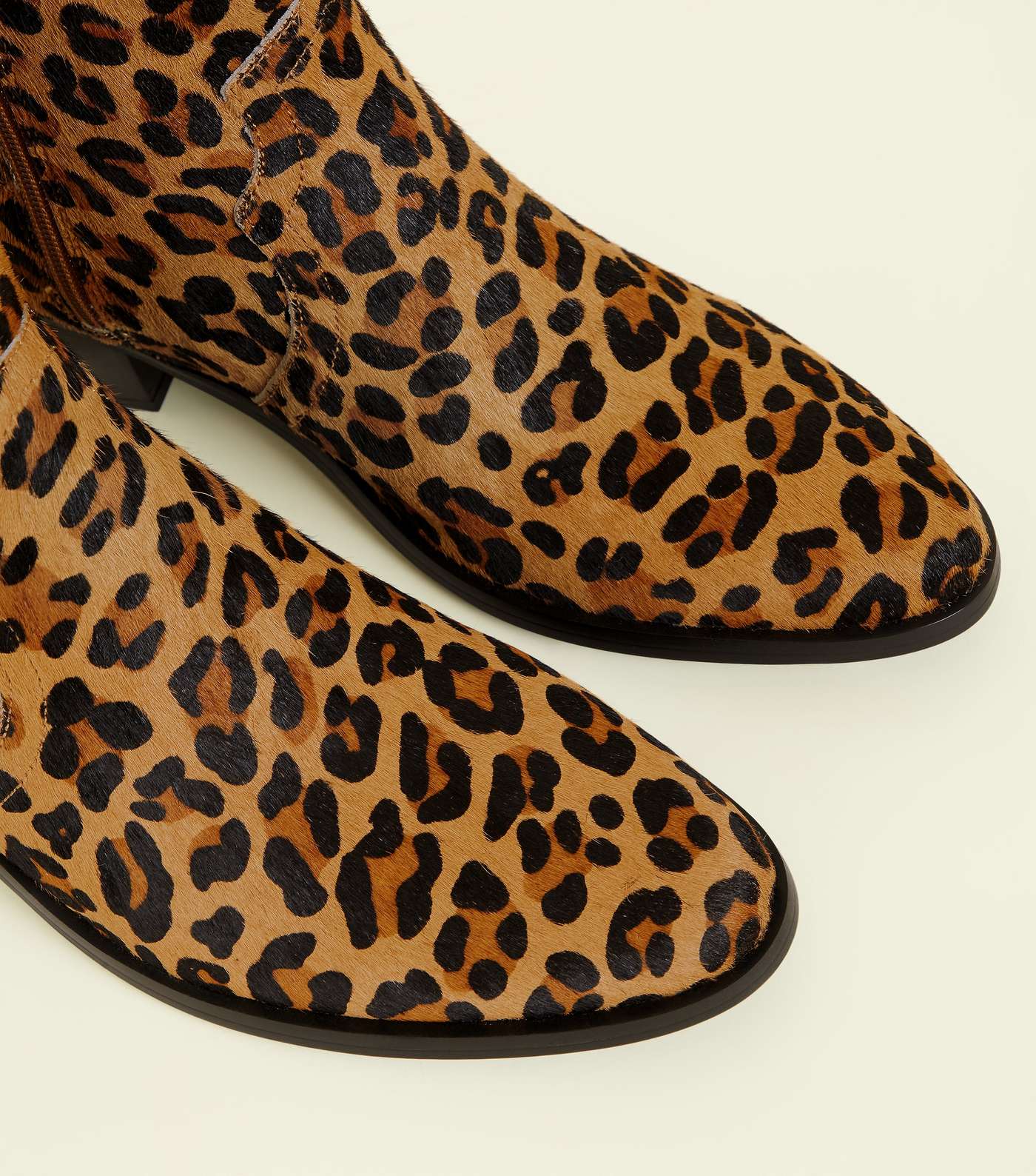 Tan Leather Leopard Print Western Boots Image 3