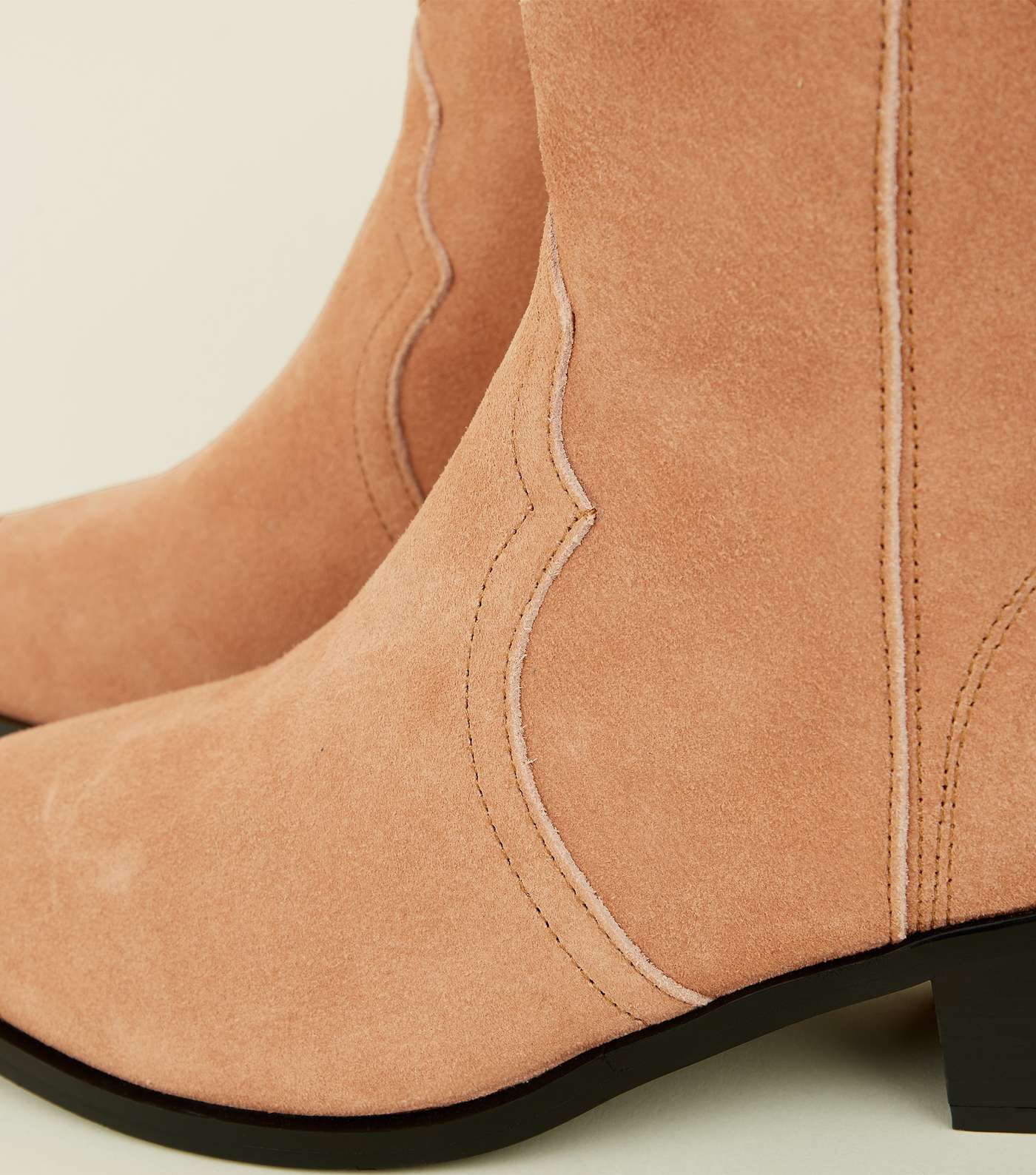 Pink Suede Western Ankle Boots  Image 3