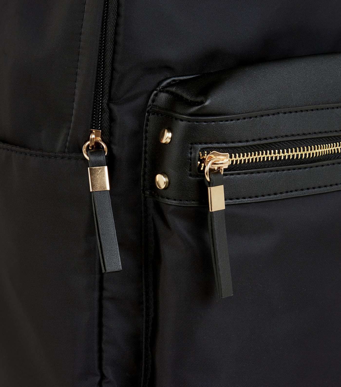 Black Nylon and Leather-Look Backpack Image 4