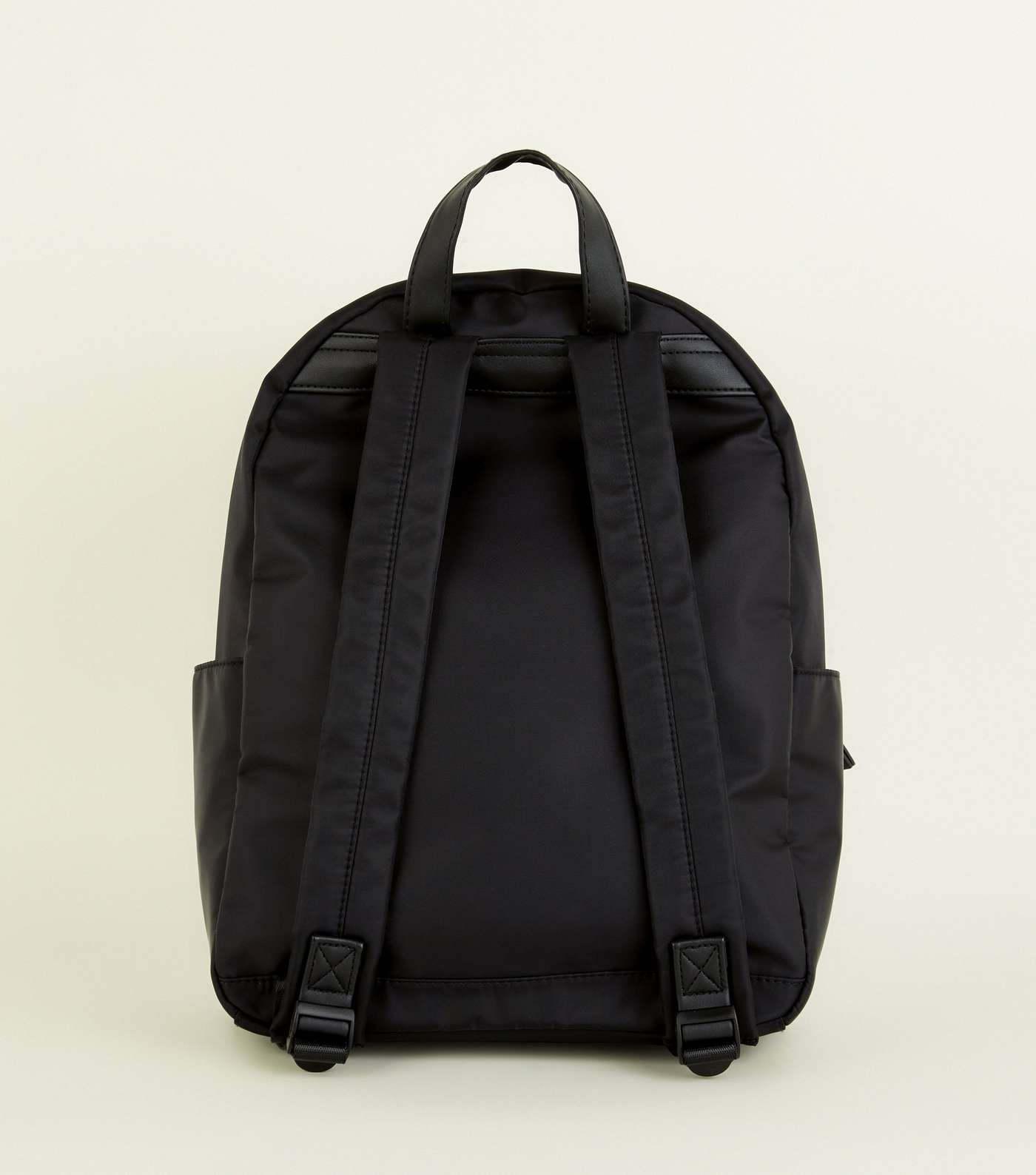 Black Nylon and Leather-Look Backpack Image 6