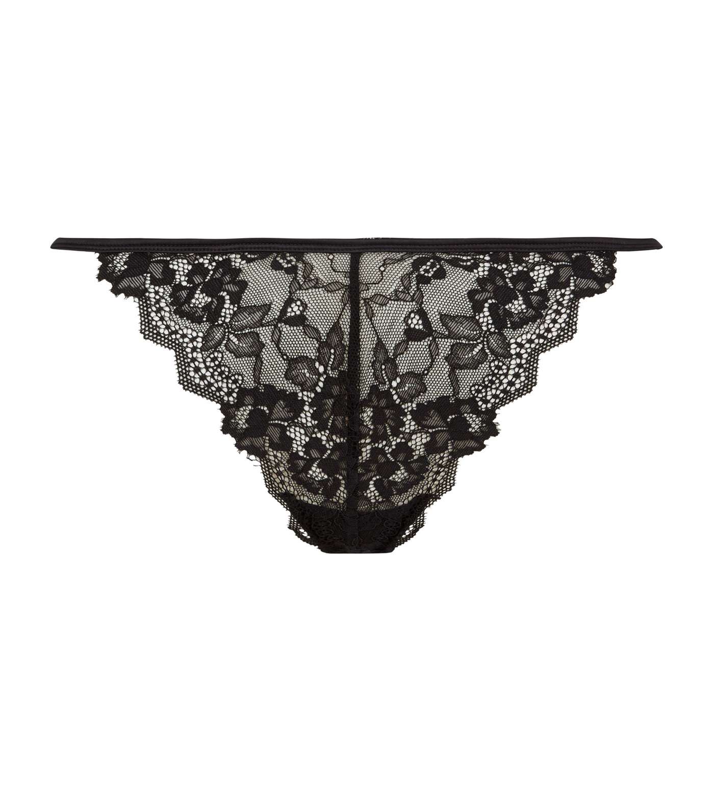 Black Floral Lace String Thong  Image 4