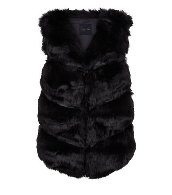 Black pelted faux deals fur gilet new look