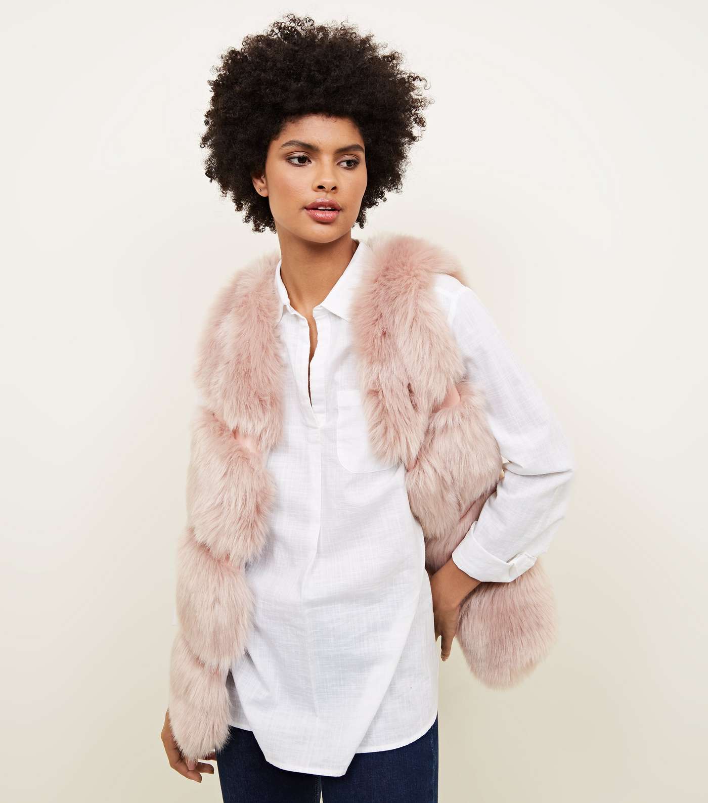 Pale Pink Pelted Faux Fur Gilet