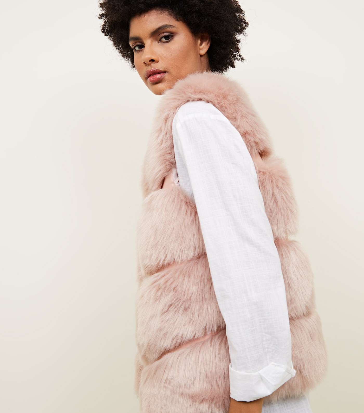 Pale Pink Pelted Faux Fur Gilet Image 5
