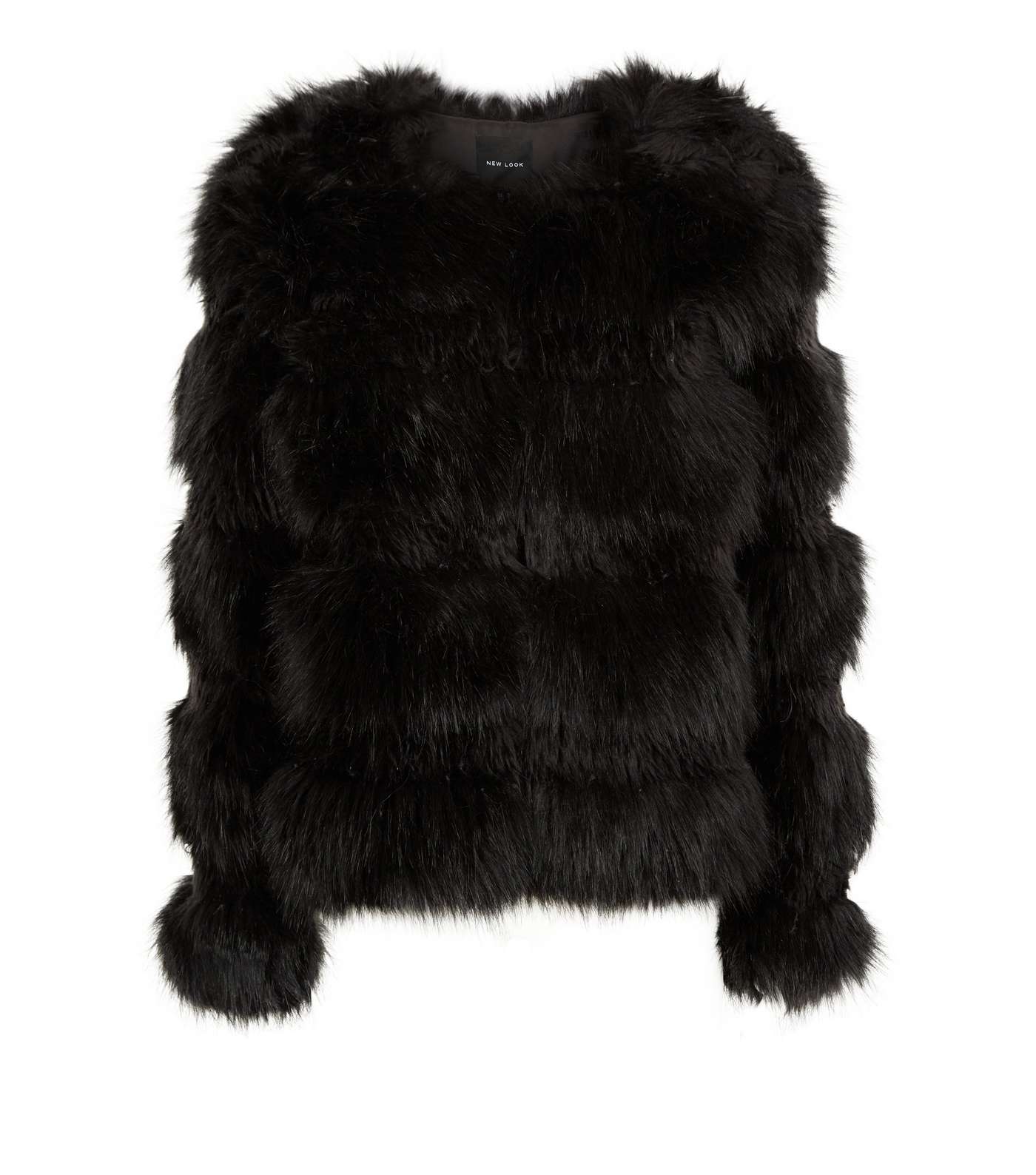 Black Pelted Faux Fur Coat Image 4