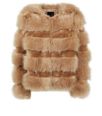 Camel pelted shop faux fur coat