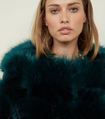 New look dark green faux fur coat best sale