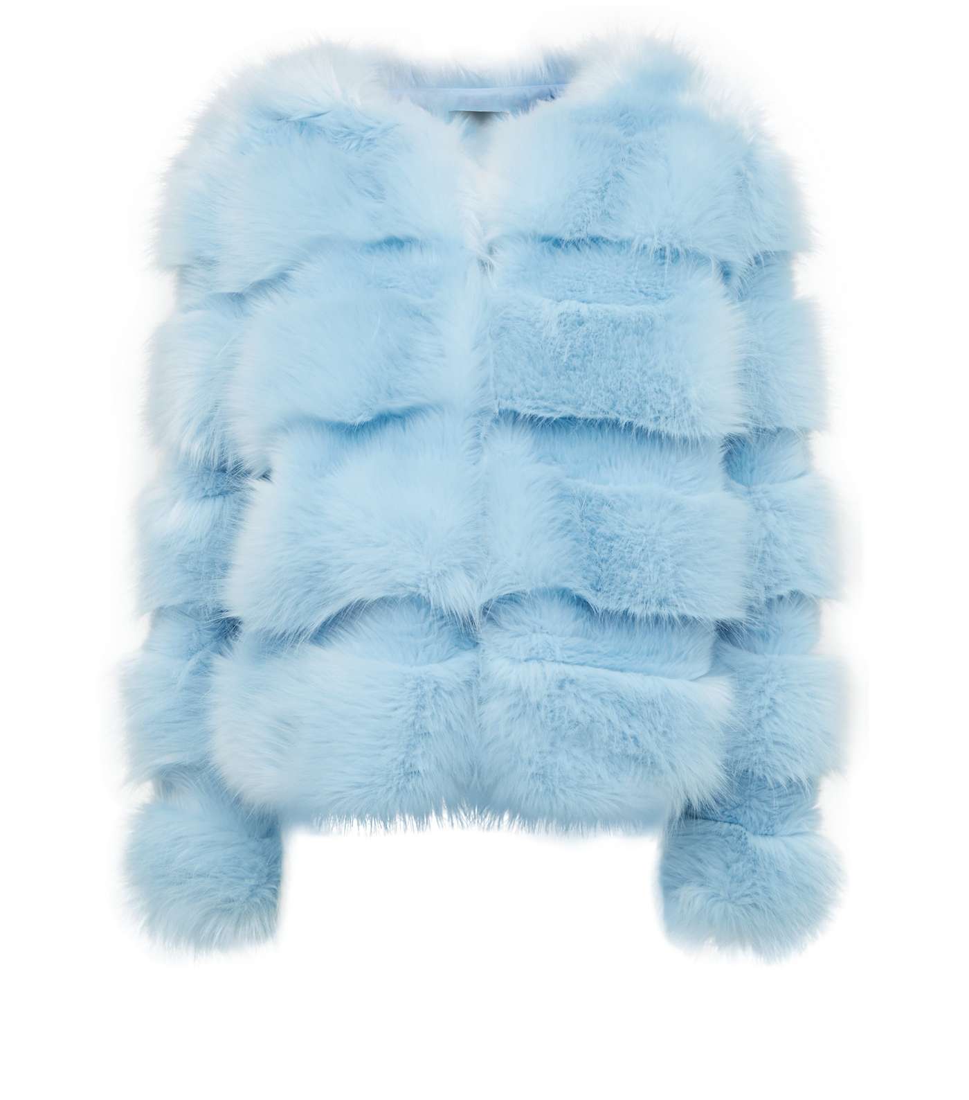 Pale Blue Pelted Faux Fur Coat Image 4