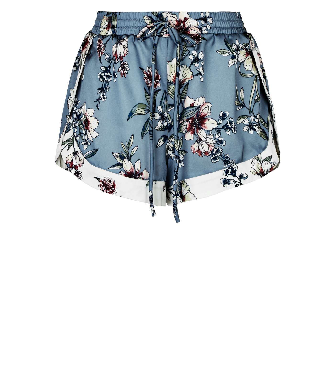 Nicola Blue Floral Satin Pyjama Shorts  Image 4