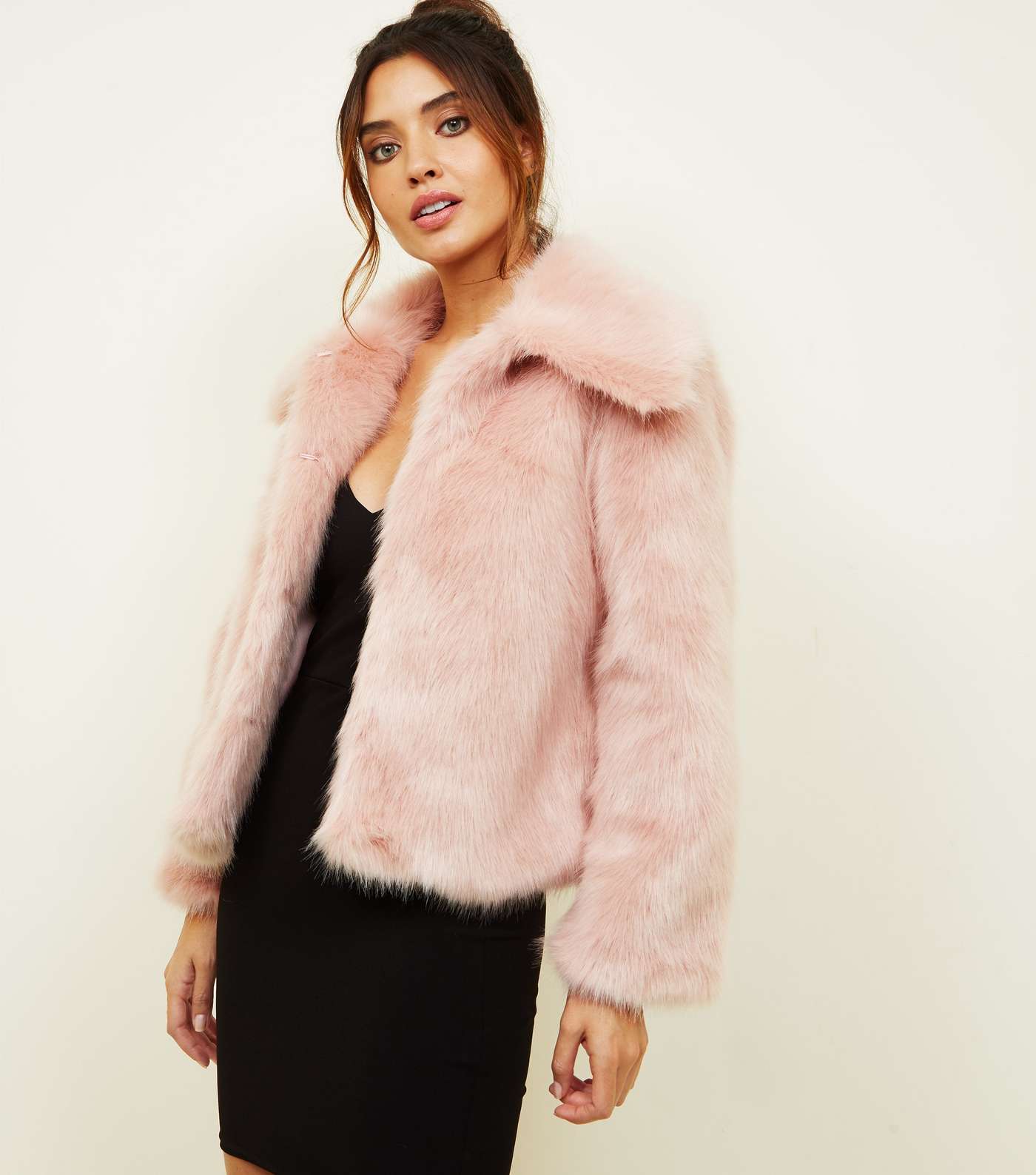 Pink Collared Faux Fur Jacket