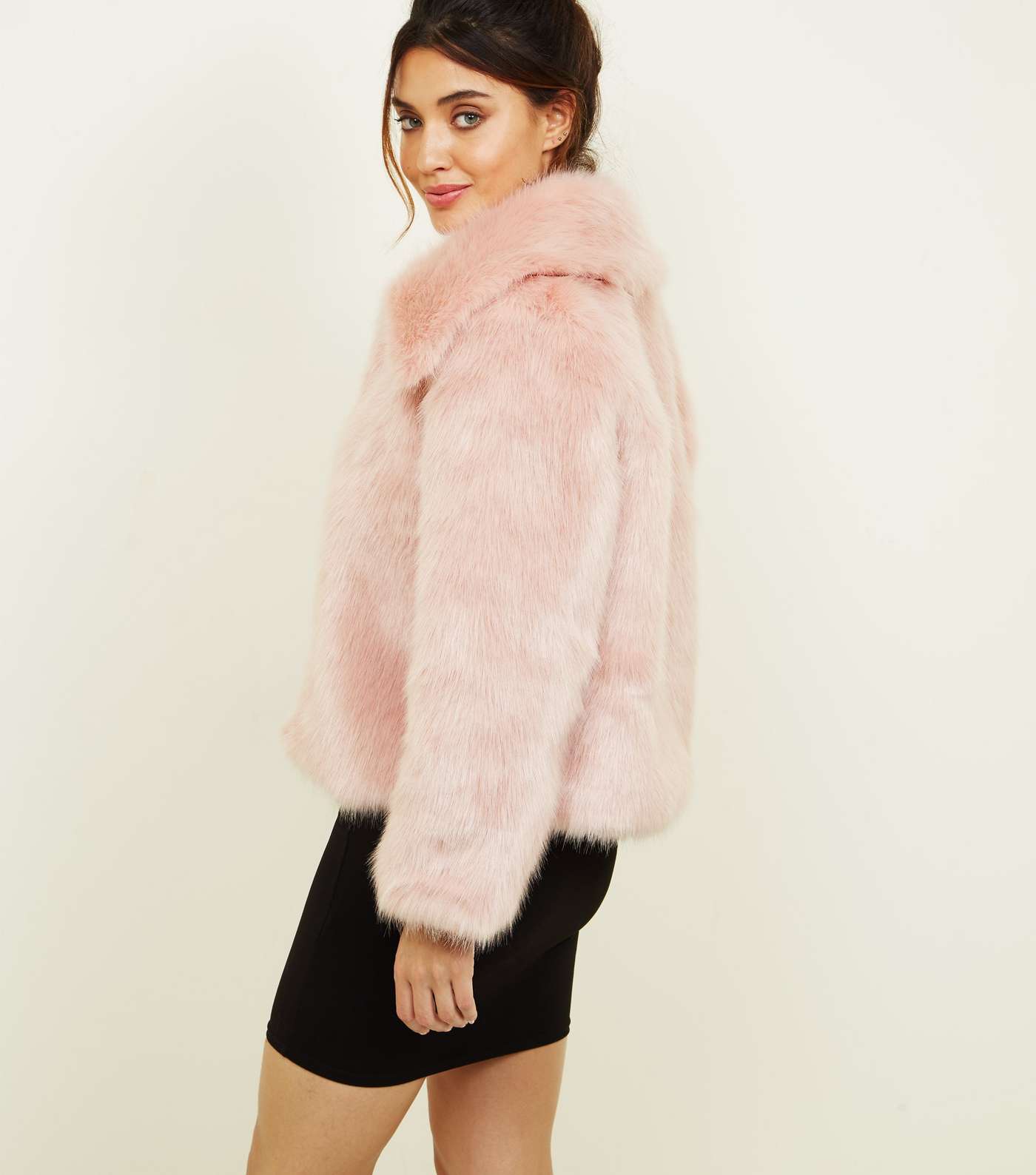 Pink Collared Faux Fur Jacket Image 3