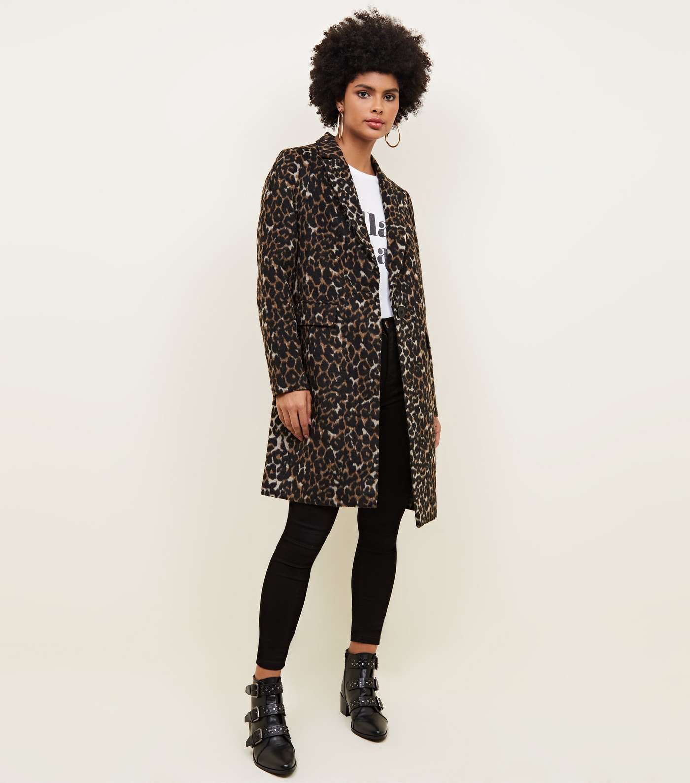 Brown Leopard Print Longline Coat