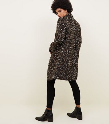 leopard print longline coat