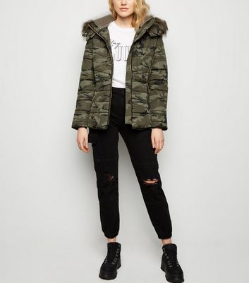 New look camo on sale coat