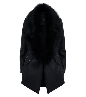 waterfall coat with fur collar