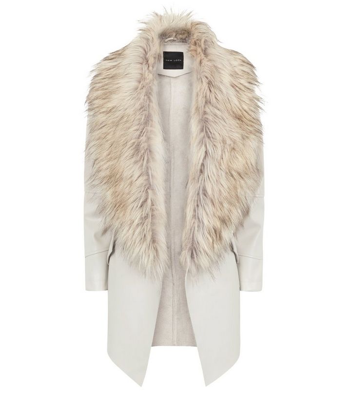 Stone Waterfall Leather Faux Fur Collar Jacket Add To Saved Items Remove From