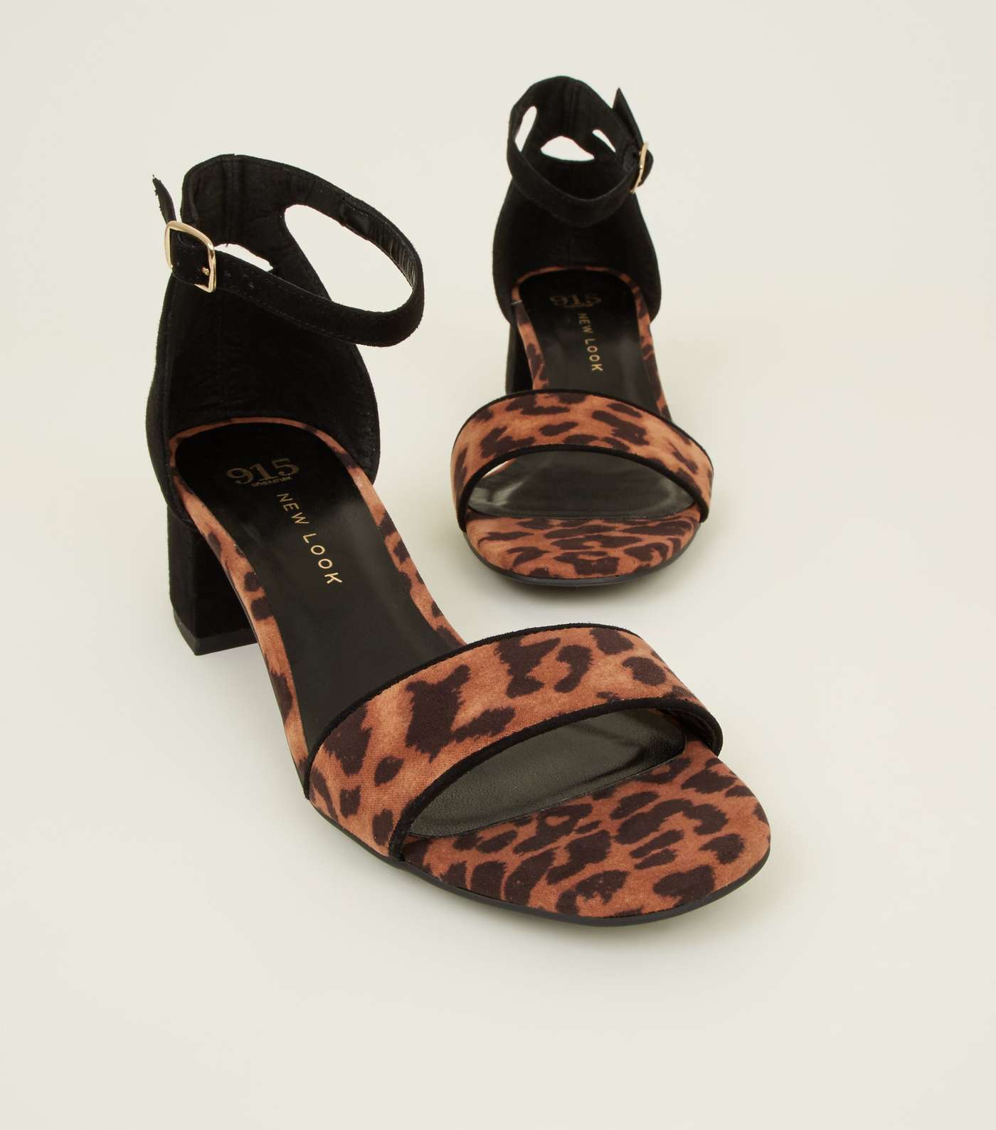 Girls Stone Leopard Print Contrast Block Heel Sandals Image 4