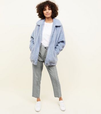 new look blue teddy coat