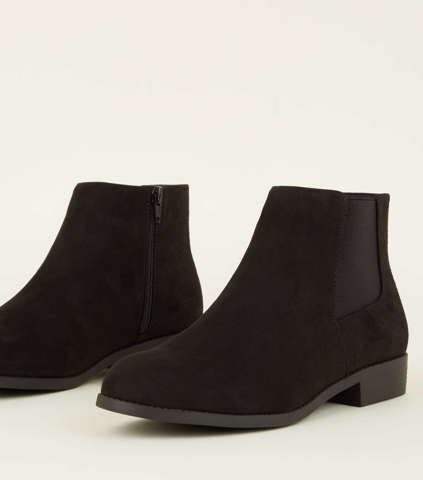 Wide Fit Black Faux Snake Panel Chelsea Boots Image 3