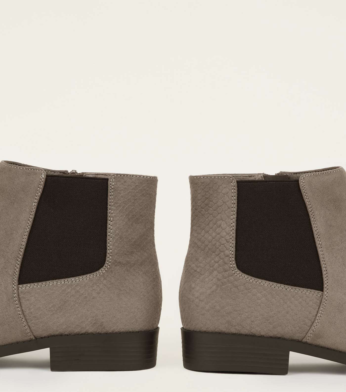 Wide Fit Grey Faux Snake Panel Chelsea Boots Image 4