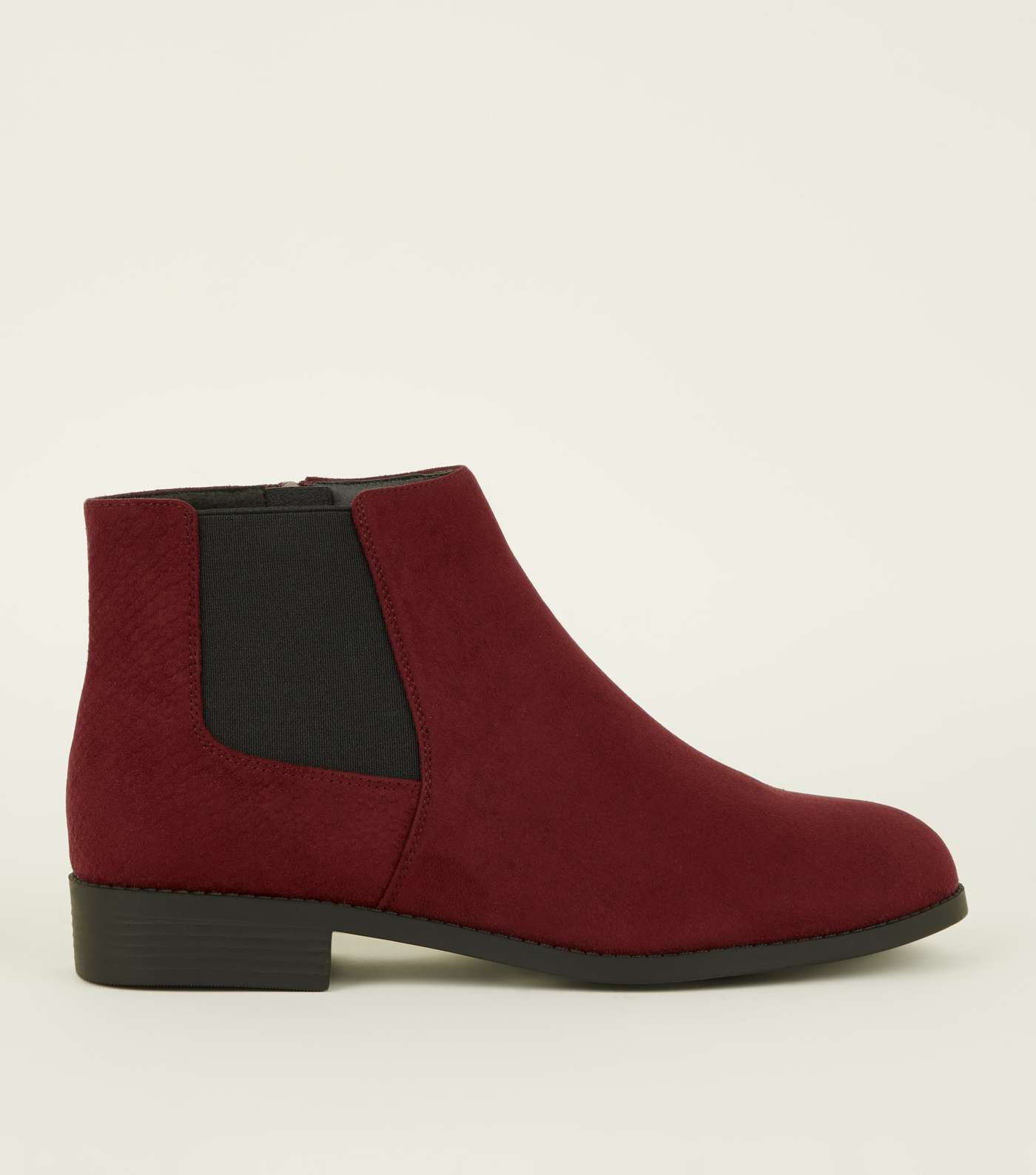 Wide Fit Dark Red Faux Snake Panel Chelsea Boots
