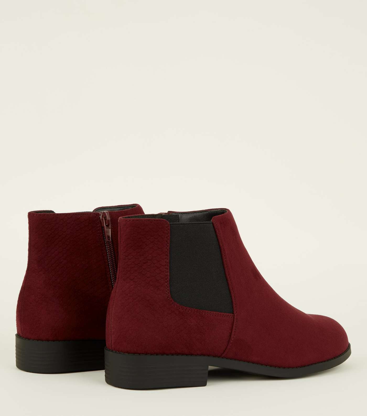 Wide Fit Dark Red Faux Snake Panel Chelsea Boots Image 3