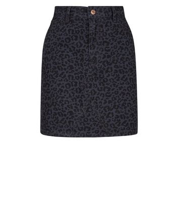 animal print denim skirt