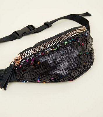 black sequin bumbag