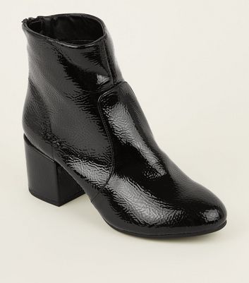 Black Crinkle Effect Ankle Boots | New Look