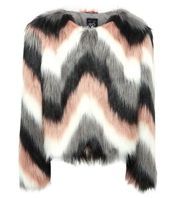 Cece faux outlet fur chevron jacket