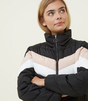 colour block puffer jacket womens