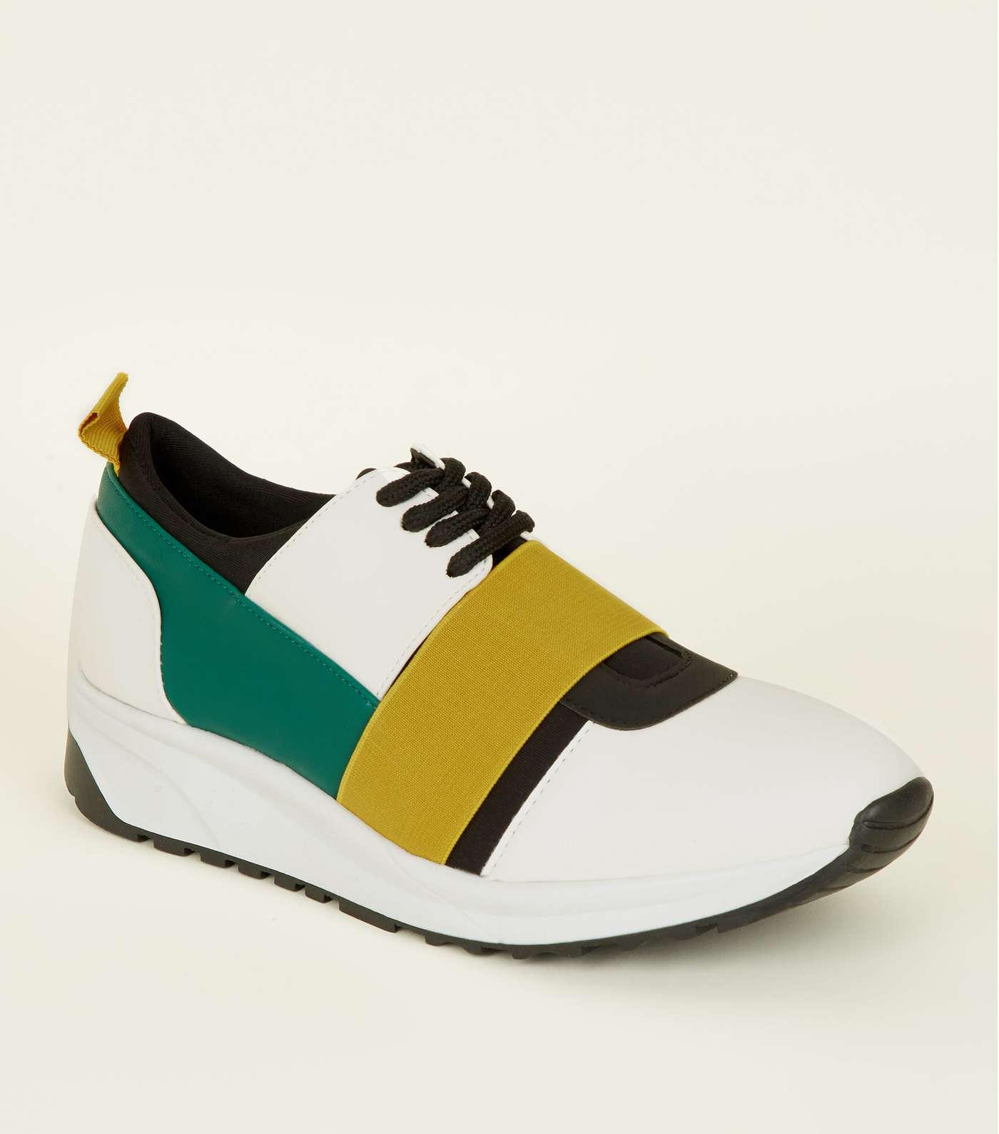 Yellow Colour Block Lace-Up Trainers