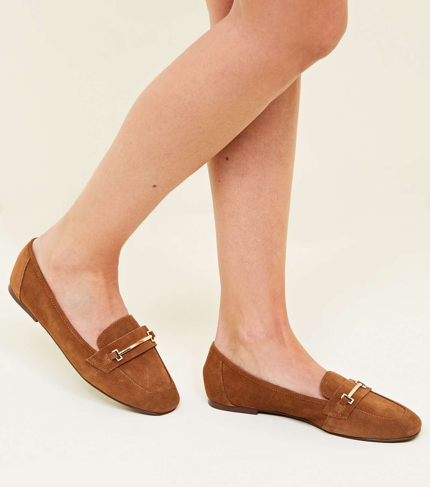 Tan Suede Front Bar Loafers Image 2