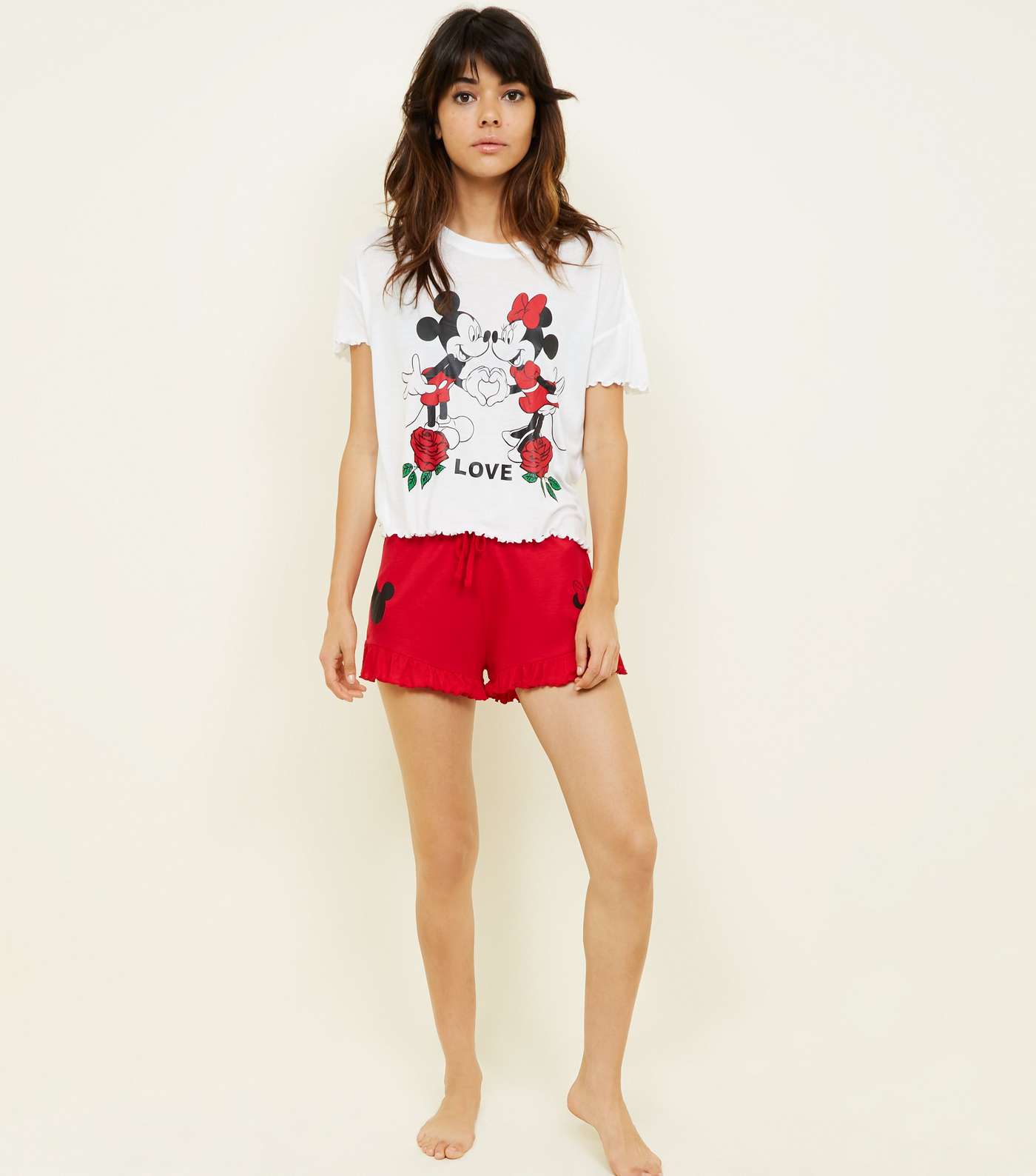 Red Love Disney Frill Trim Pyjama Set  Image 2