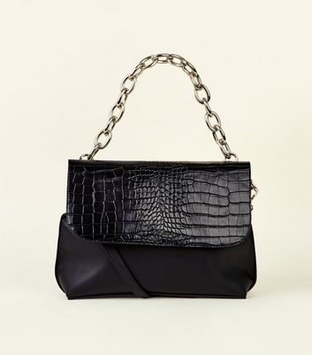 sac noir effet croco