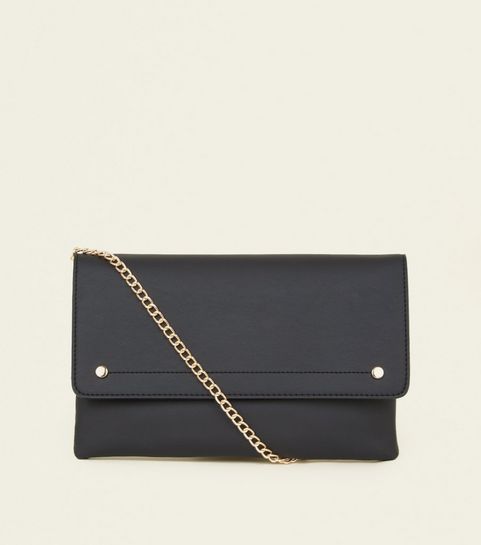 Cross Body Bags Chain Across New Look Black Leather Look Foldover Cross Body Bag