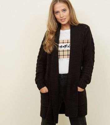 black cable cardigan womens