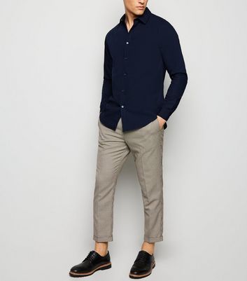 Image of Navy Long Sleeve Poplin Shirt New Look