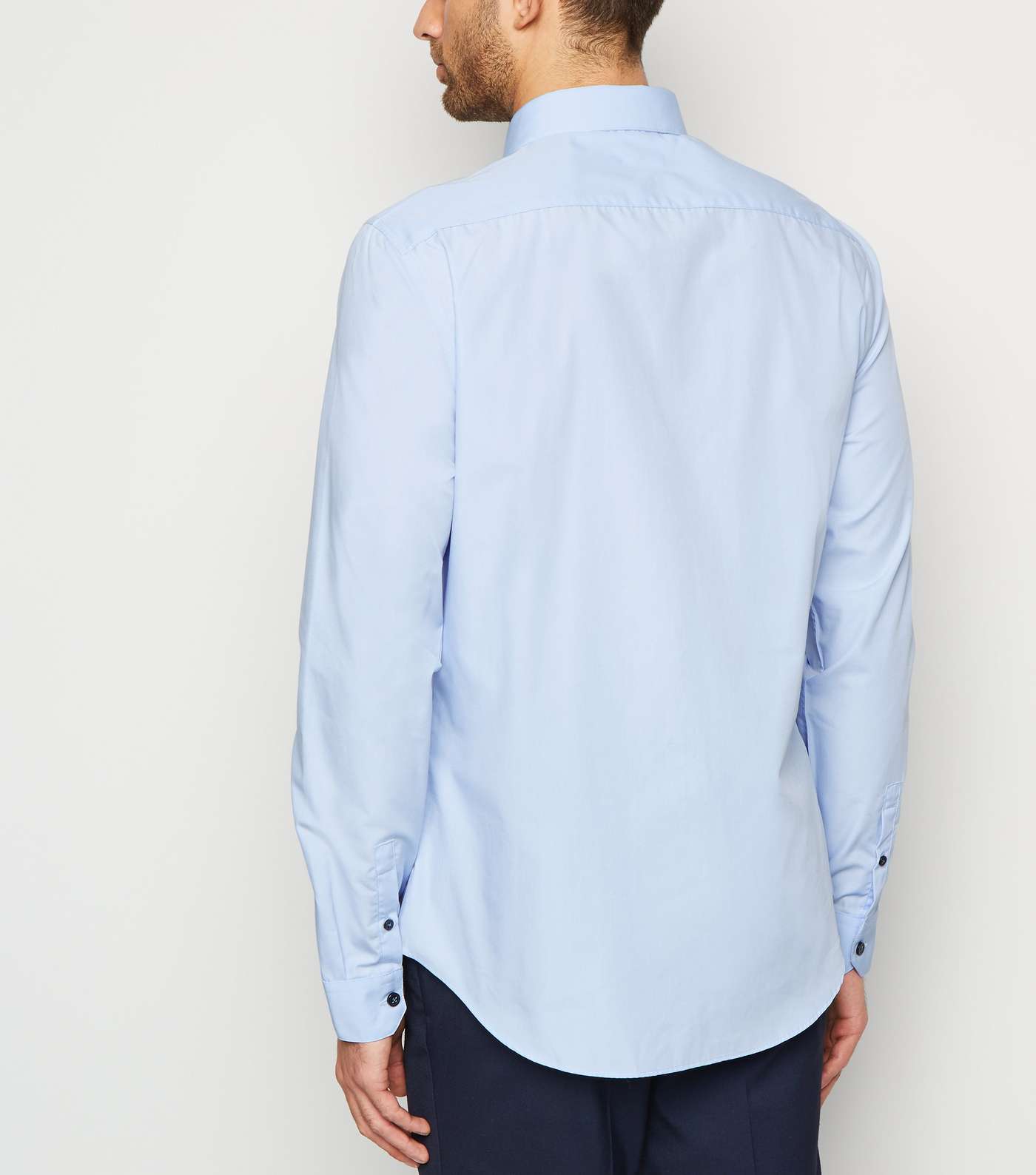 Pale Blue Long Sleeve Poplin Shirt Image 3