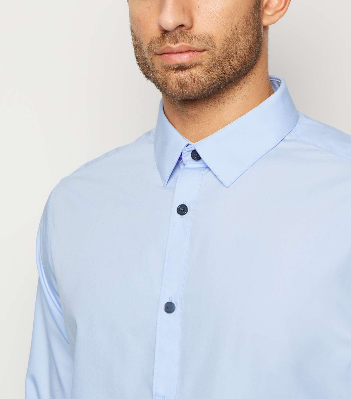 Pale Blue Long Sleeve Poplin Shirt Image 5