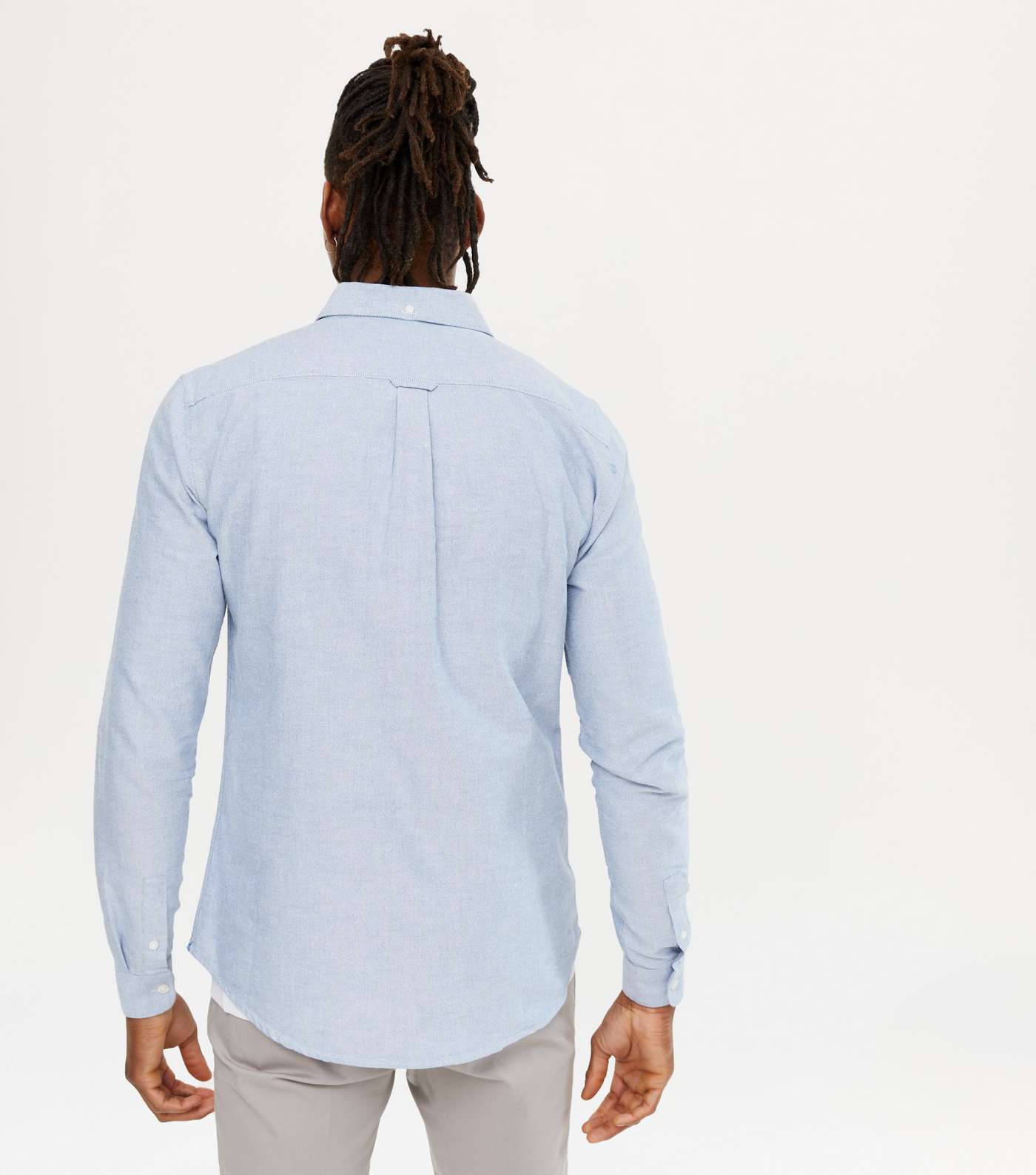 Pale Blue Cotton Long Sleeve Oxford Shirt Image 4