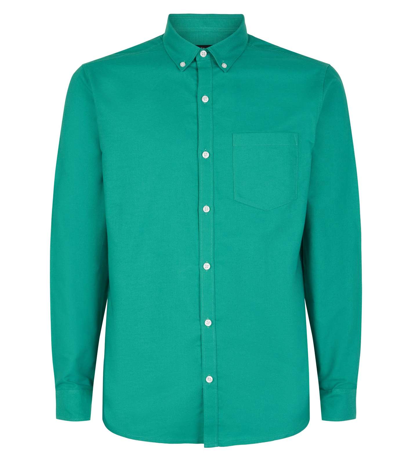 Teal Cotton Long Sleeve Oxford Shirt Image 4