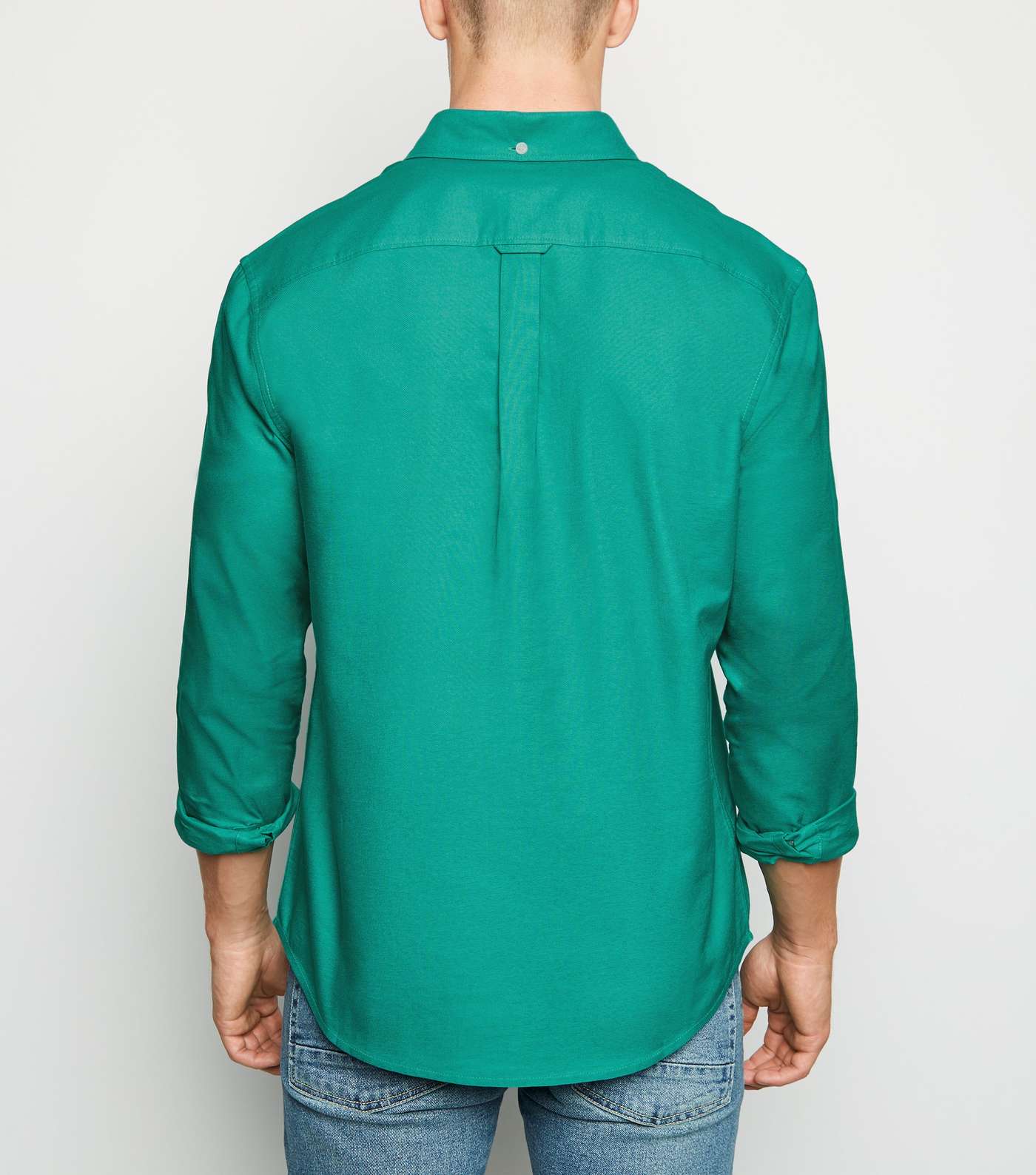 Teal Cotton Long Sleeve Oxford Shirt Image 3